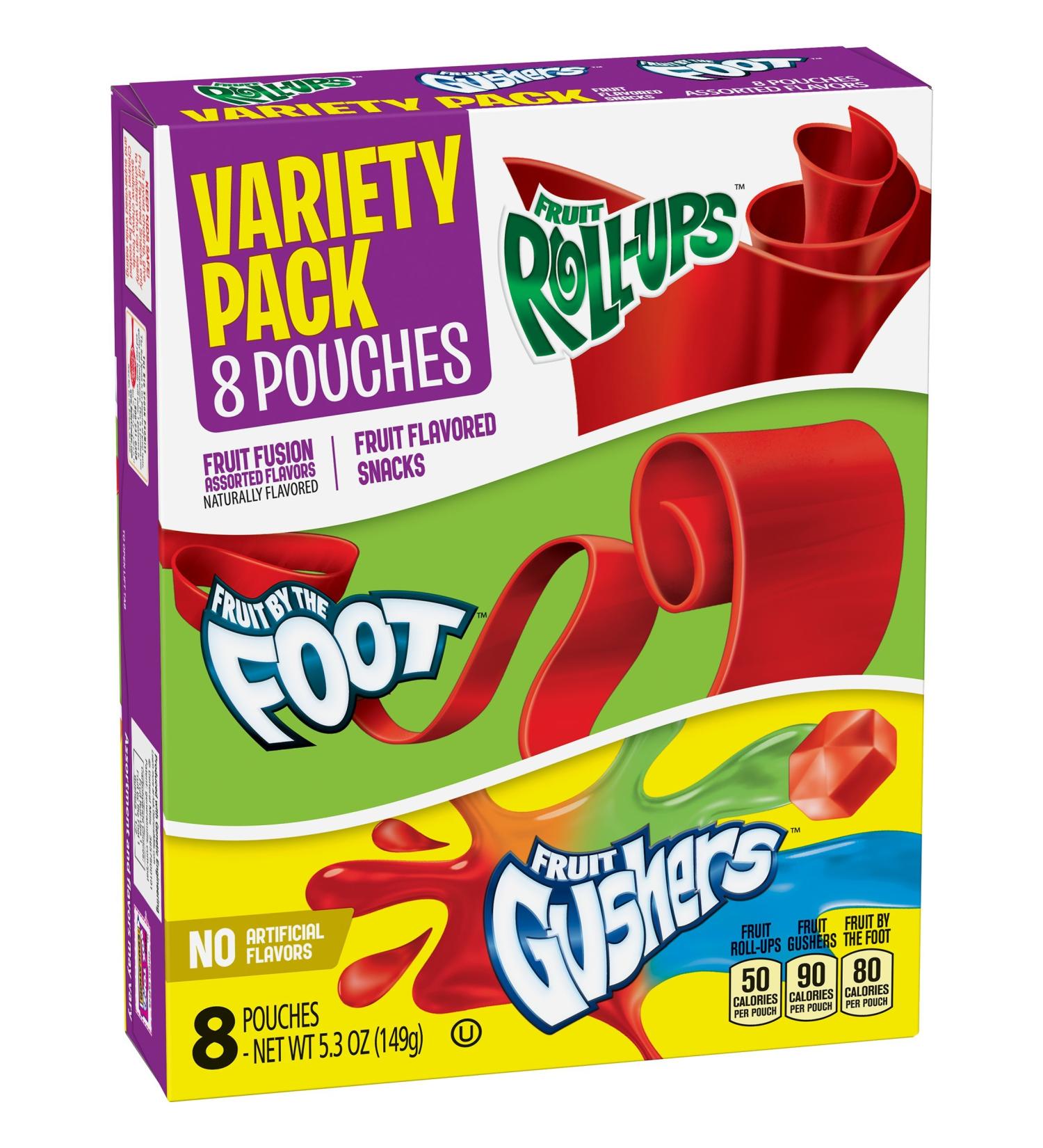 Betty Crocker Fruit Snacks Variety Pack - Fruit Roll-Ups, Fruit by the Foot, Fruit Gushers - 8 Pouches - Buy Online on SooperMarket.com