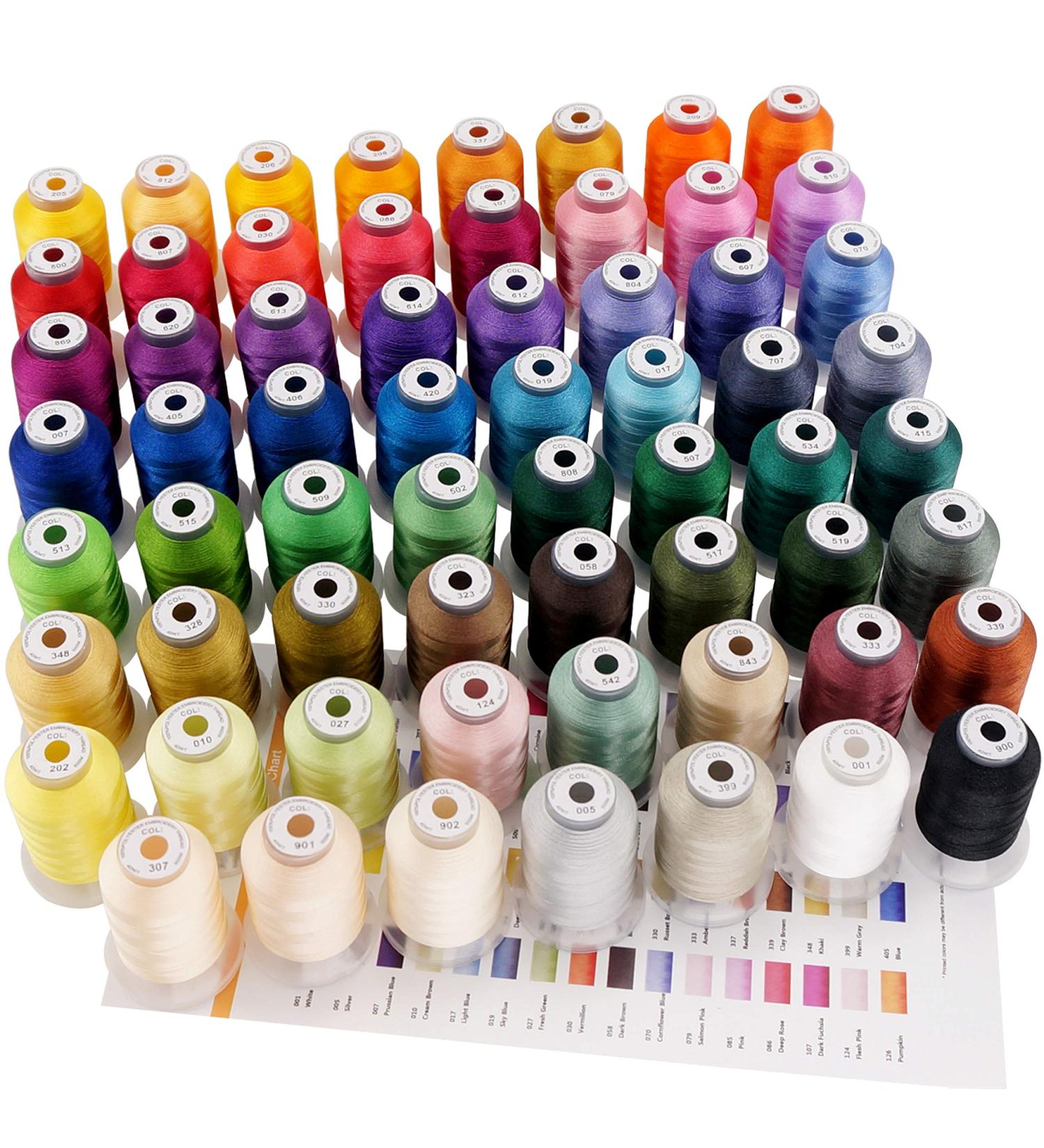 New Brothreads 63 Brother Colors Polyester Embroidery Thread Kit - 500M Spools - for Home Sewing Machines - Buy Online on SooperMarket.com