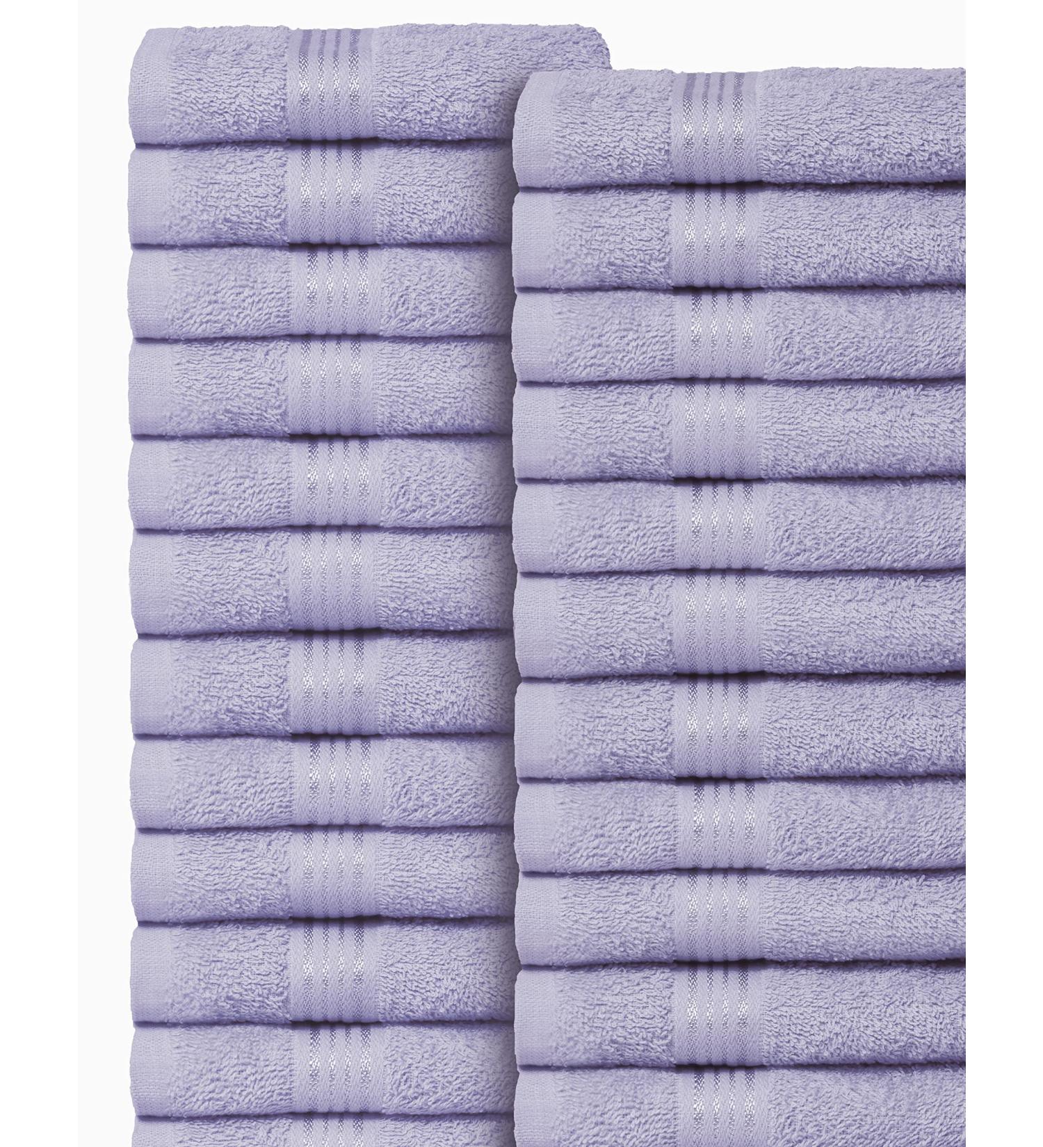 Belizzi Home Ultra Soft Cotton Washcloths - 24 Pack Purple Face Cloths 12x12 inch - Everyday Use Towels, Compact & Lightweight - Multi Purpose - Buy Online on SooperMarket.com