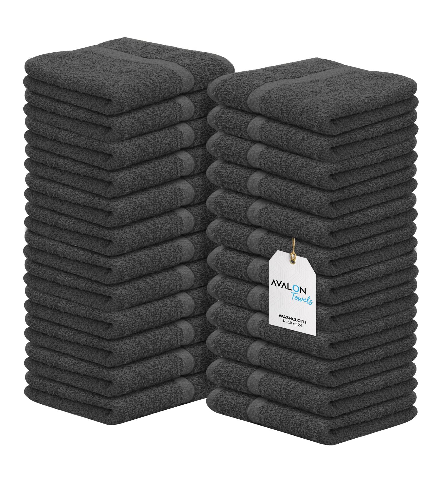 Avalon Towels Cotton Washcloths 12x12 Inches - Pack of 24, Premium Ring Spun Cotton, Super Absorbent & Soft Face Towels - Ideal for Gym, Hotel & Spa, Reusable Multipurpose Towels in Grey - Buy Online on SooperMarket.com