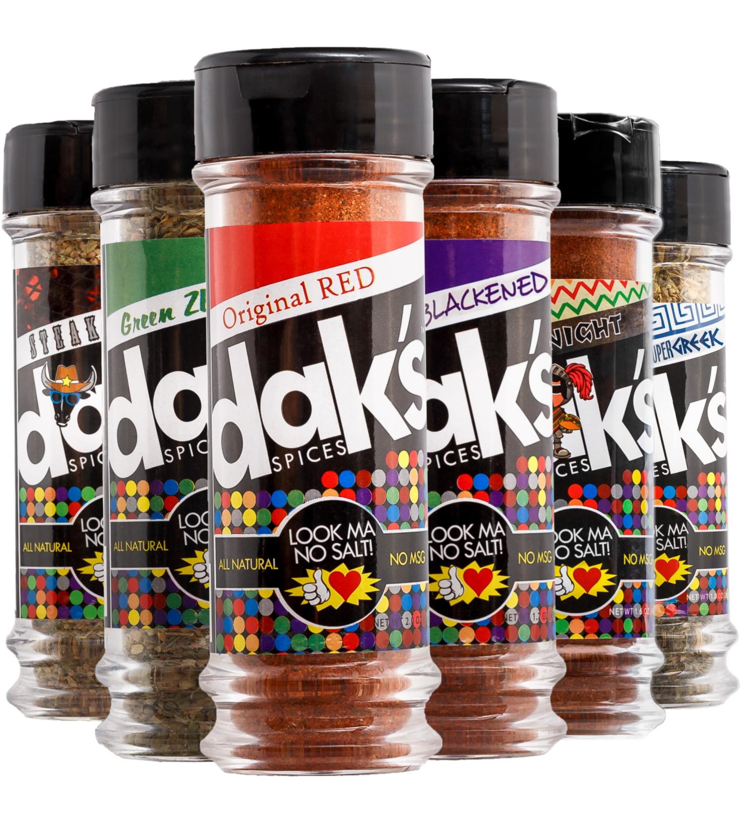 DAK's Spices 6-Pack Best Sellers - Sodium-Free Steak, Poultry, Fish, Veggies Seasoning with 0% Salt - Low Sodium Option - Buy Online on SooperMarket.com