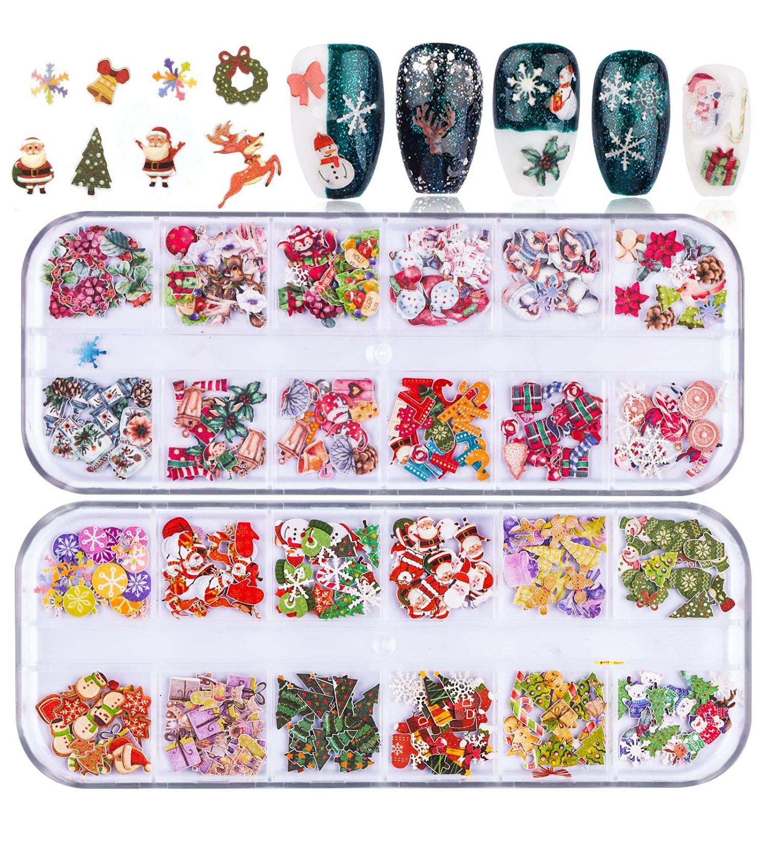 Christmas Nail Art Sequins Sticker - Santa Claus, Snowflake, Elk Decals - Winter Nail Decor - Buy Online on SooperMarket.com