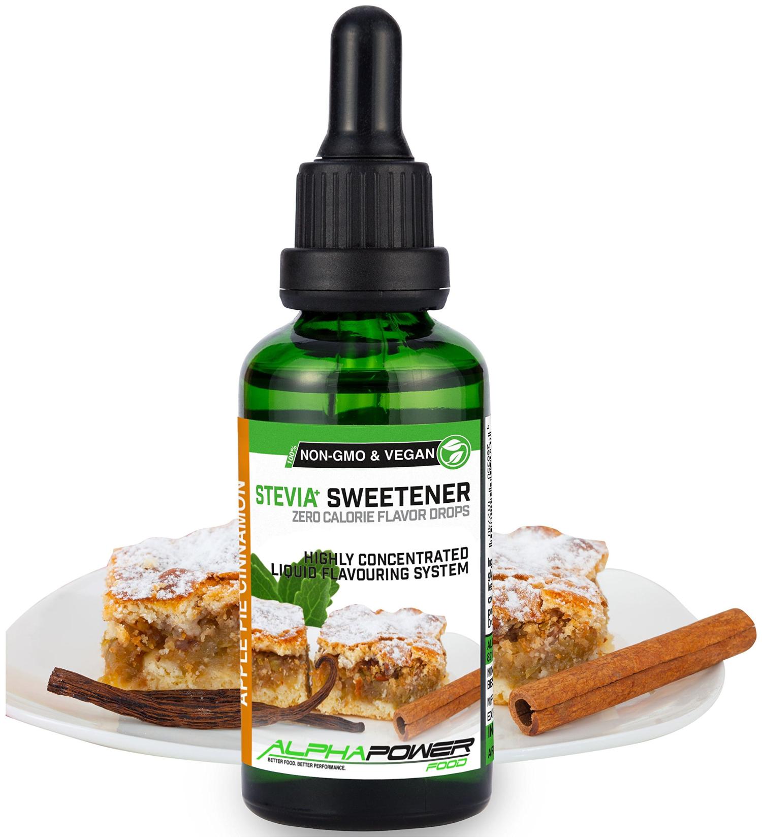 Alphapower Food Stevia Flavor Drops - Cinnamon Apple Cake | Sugar-Free Natural Aroma & Sweetener | 100% Natural | 50ml - Buy Online on SooperMarket.com