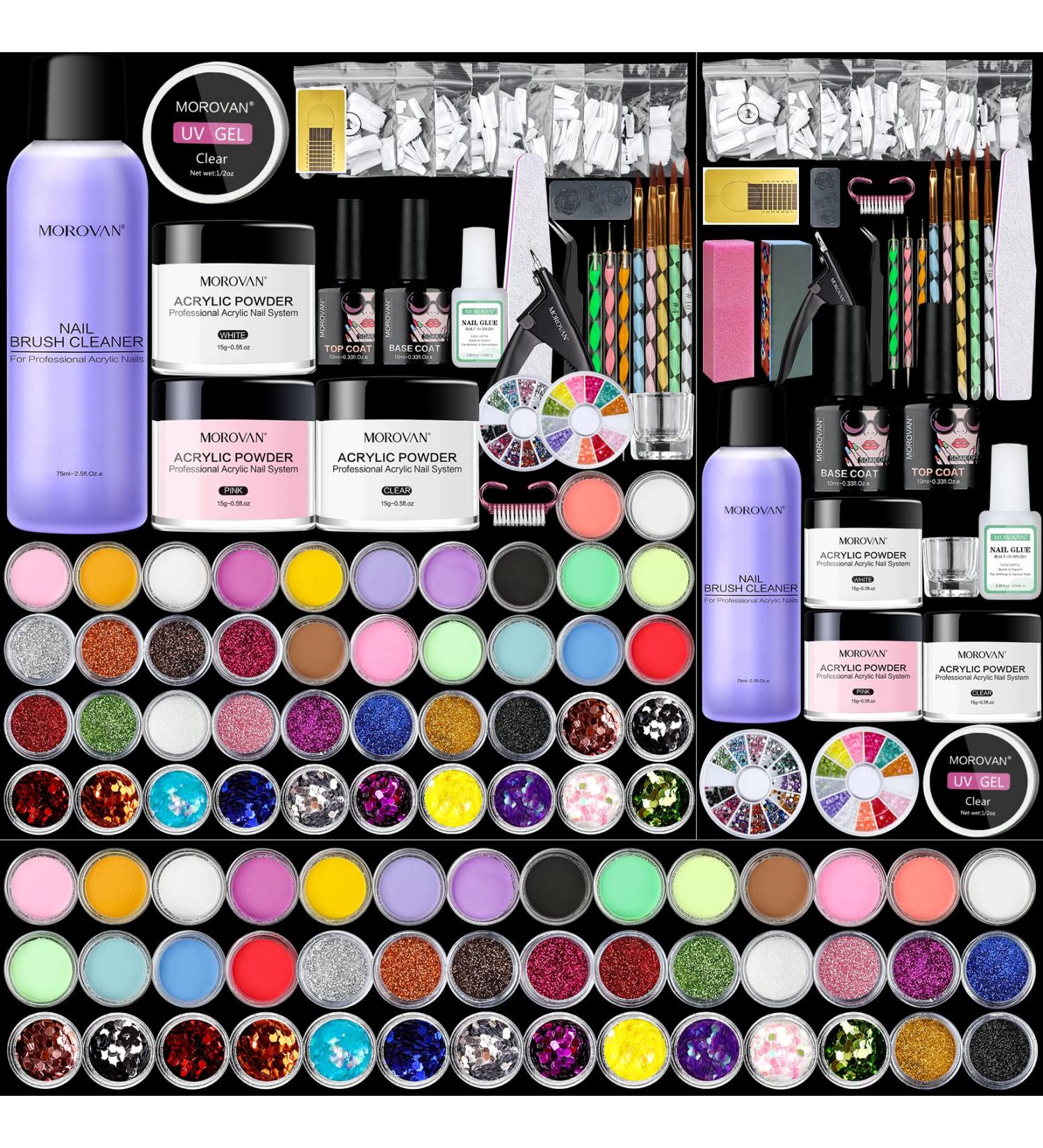 Morovan Acrylic Nail Kit - 3 Colors Powder with Nail Art Supplies for Beginners - Buy Online on SooperMarket.com