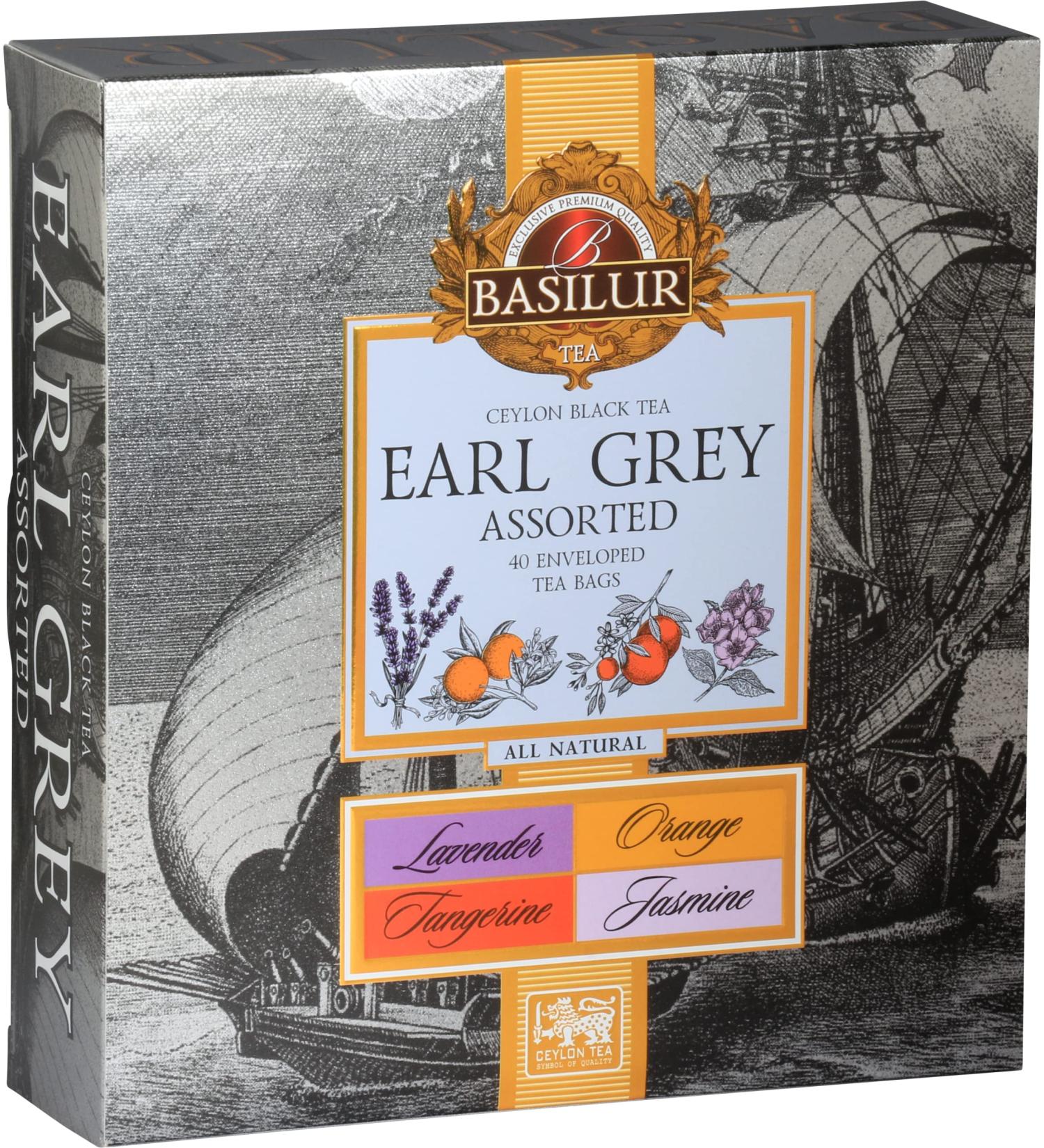 Basilur Ceylon Black Tea Earl Grey Assorted 40 Enveloped Tea Bags - Premium Quality Tea Blend - Buy Online on SooperMarket.com