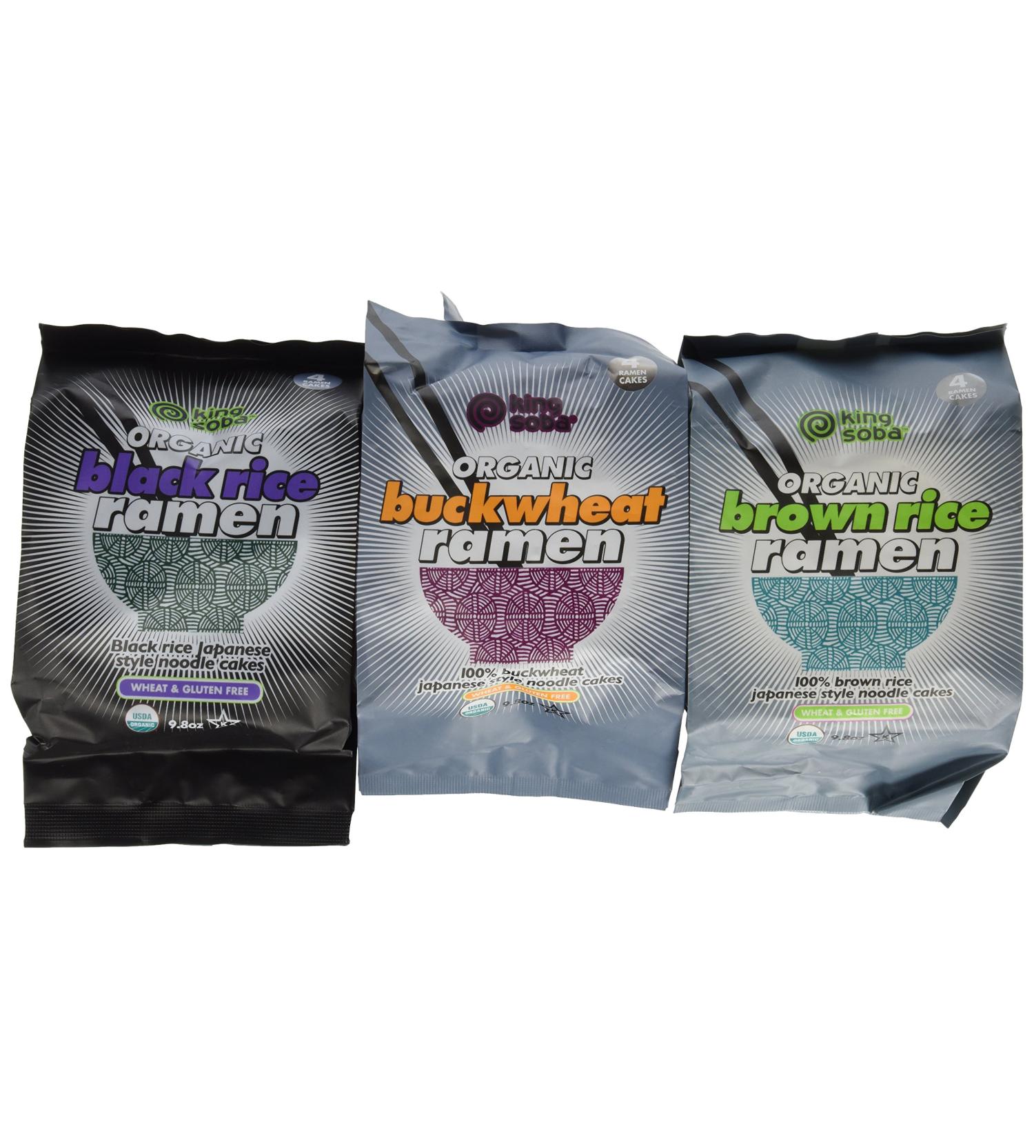 King Soba 3-PACK Gluten Free Organic Variety Ramen Noodles - 4 Noodle Cakes Per Pack - Buy Online on SooperMarket.com