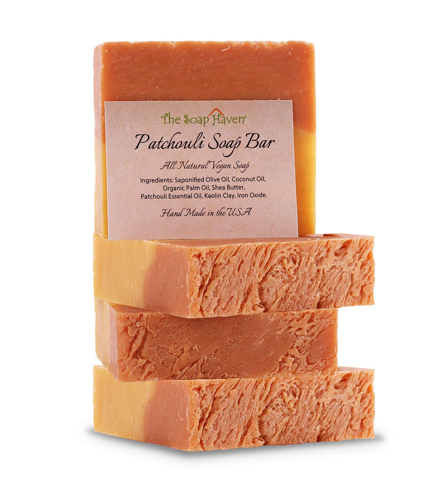 Patchouli Soap - Handmade in USA with 100% Natural Non-GMO Ingredients - 4 Large 4.5 oz Bars - Buy Online on SooperMarket.com