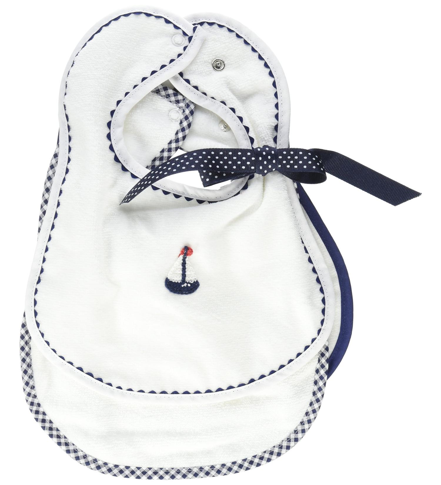 Raindrops Primary Teething Bib Set  White/Navy