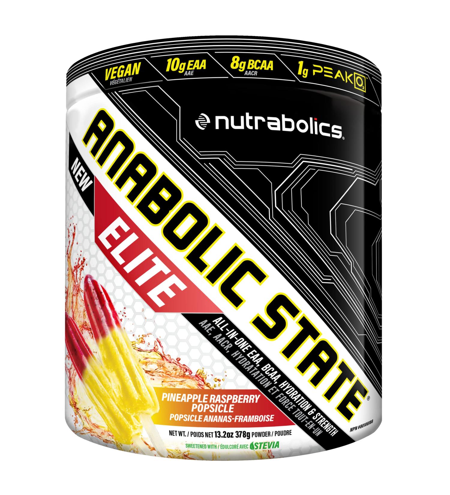 Anabolic State Elite Pineapple Raspberry Popsicle 21 servings EAA BCAA Hydration Pre Post Workout Powder Support Muscle Growth & Repair