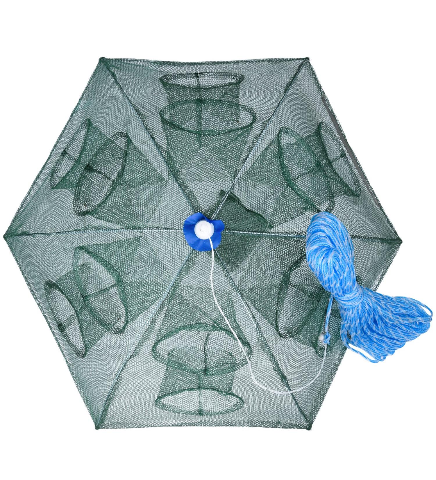Goture Portable Folded Fishing Net with 12 Holes and 100 Feet Rope - Ideal for Catching Fish, Shrimp, Minnows, Crayfish, and Crabs - Buy Online on SooperMarket.com