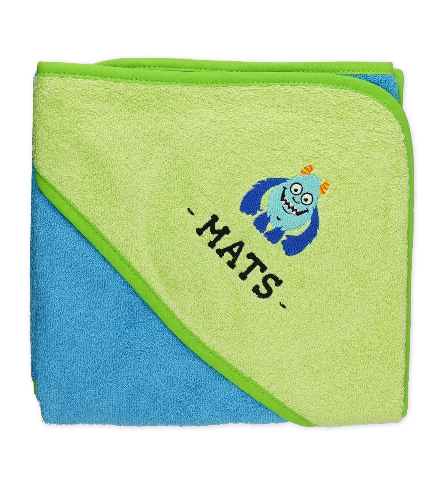 Personalized Wolimbo Hooded Towel - Turquoise Green 80x80 cm for Babies & Children - Buy Online on SooperMarket.com