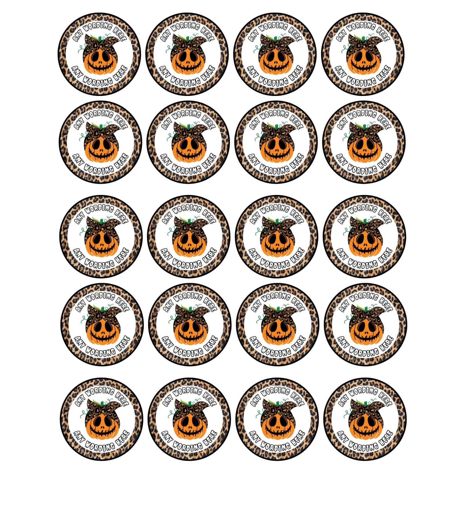 edible 20 x Halloween Personalised cupcake toppers uncut 1 (wafer card)