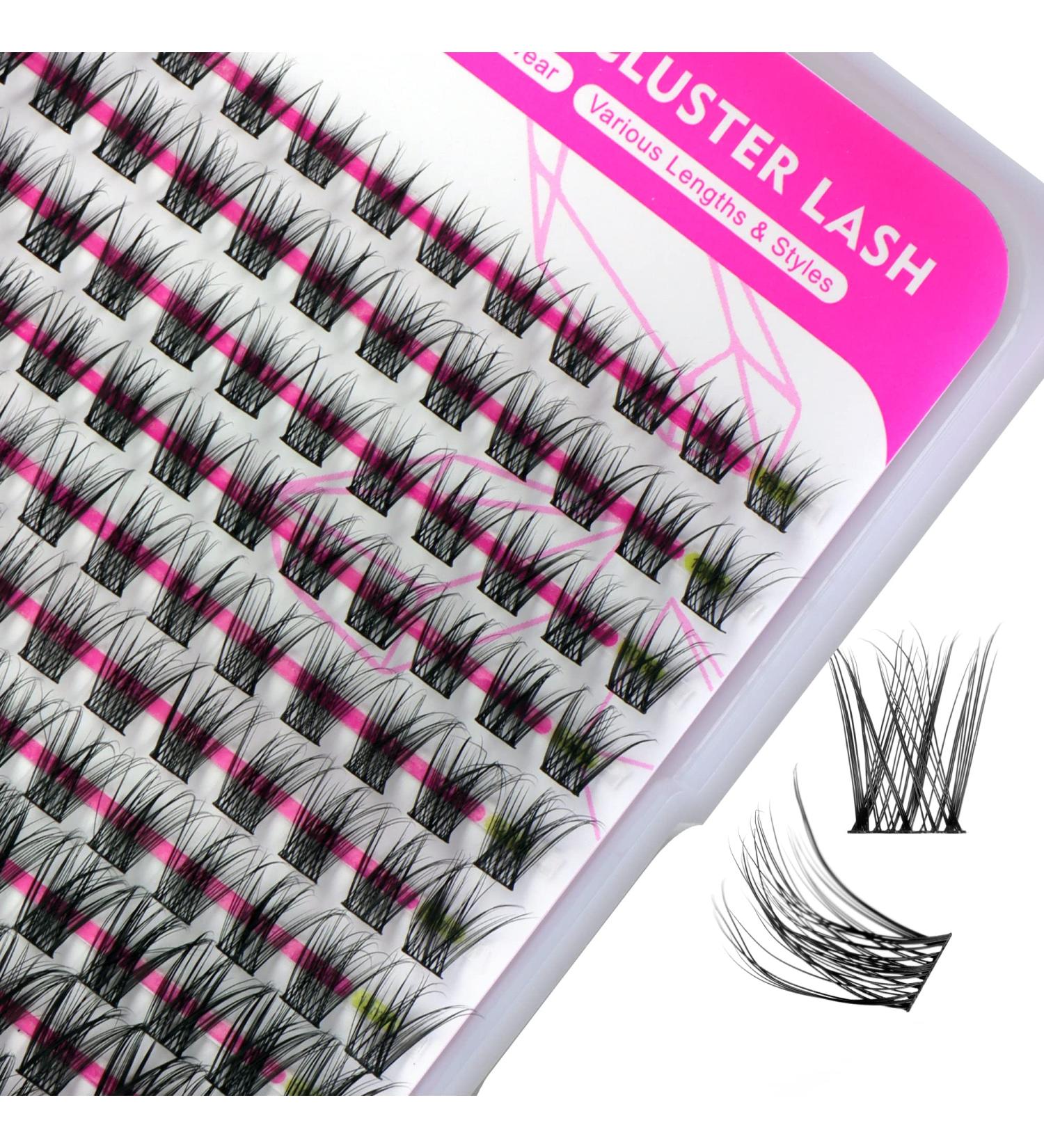 CAELYMINE Cluster Eyelash Extensions 144pcs - D Curl Soft Lash Extension Clusters for Beginners - Reusable 3D Cosplay Eyelash Cluster Extensions - Buy Online on SooperMarket.com