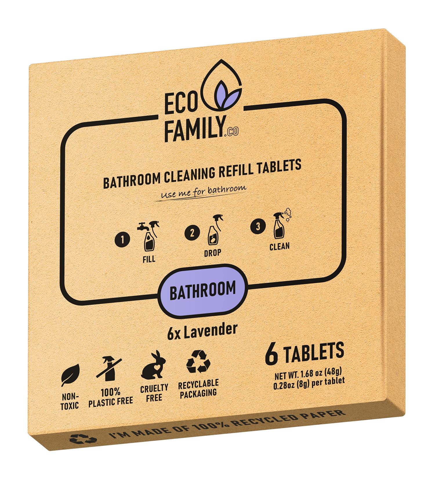 Eco-Friendly Bathroom Cleaning Tablets Refill (6x 8g) | Non-Toxic & Cruelty-Free | Lavender Scent | For All Surfaces - Buy Online on SooperMarket.com
