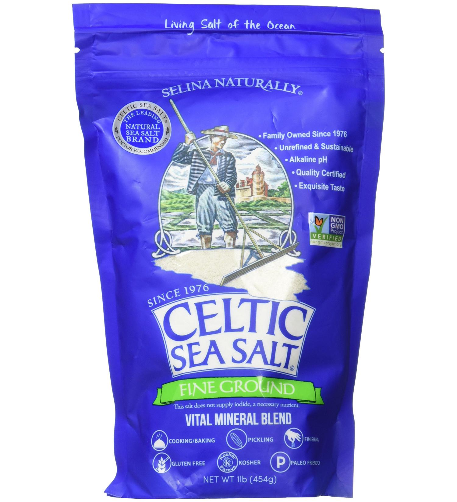Celtic Sea Salt Fine Ground - Vital Mineral Blend, 1 lb (454g) | Natural Gourmet Salt - Buy Online on SooperMarket.com