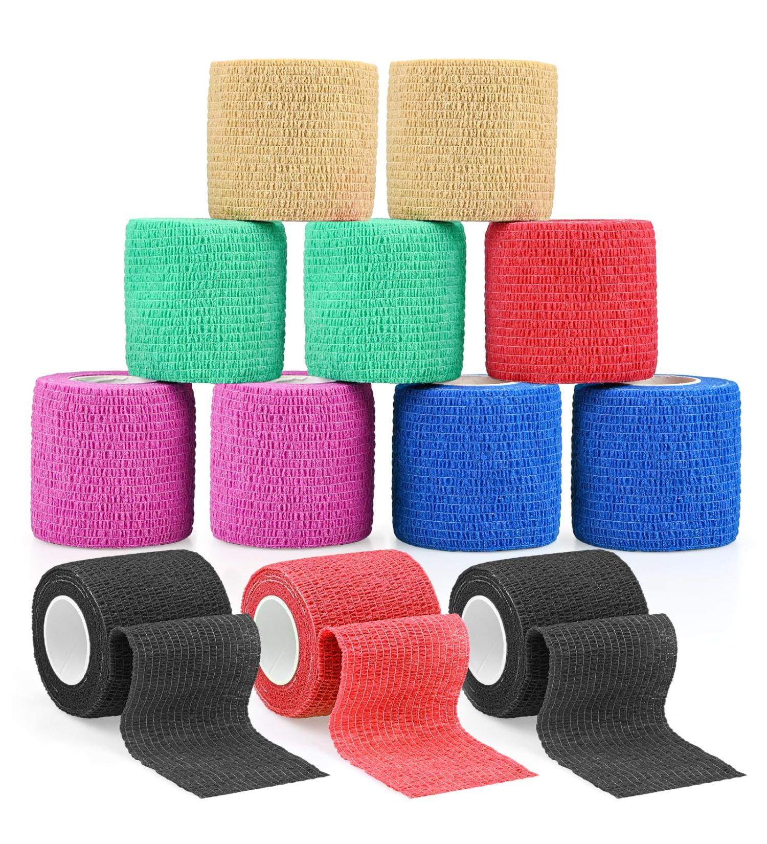 12 Roles Self-Adhesive Bandage | Cohesive Elastic Bandages for First Aid & Pet Care - 5cm x 4.5m | 12PCs - Buy Online on SooperMarket.com