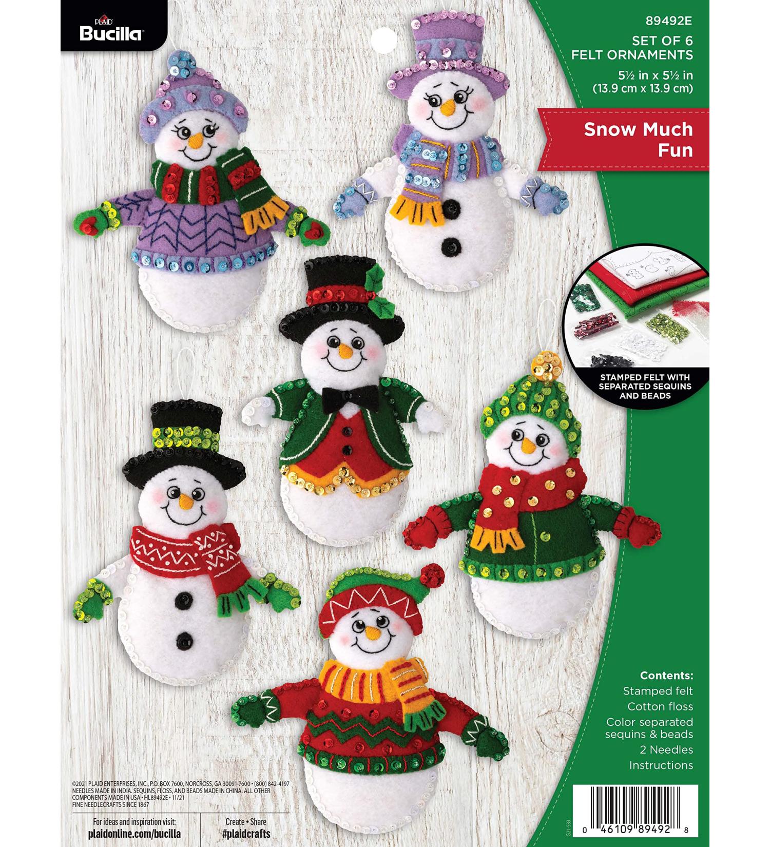 Bucilla Snow Much Fun Set of 6 Felt Applique Ornament Making Kit - DIY Needlepoint Arts and Crafts - Buy Online on SooperMarket.com