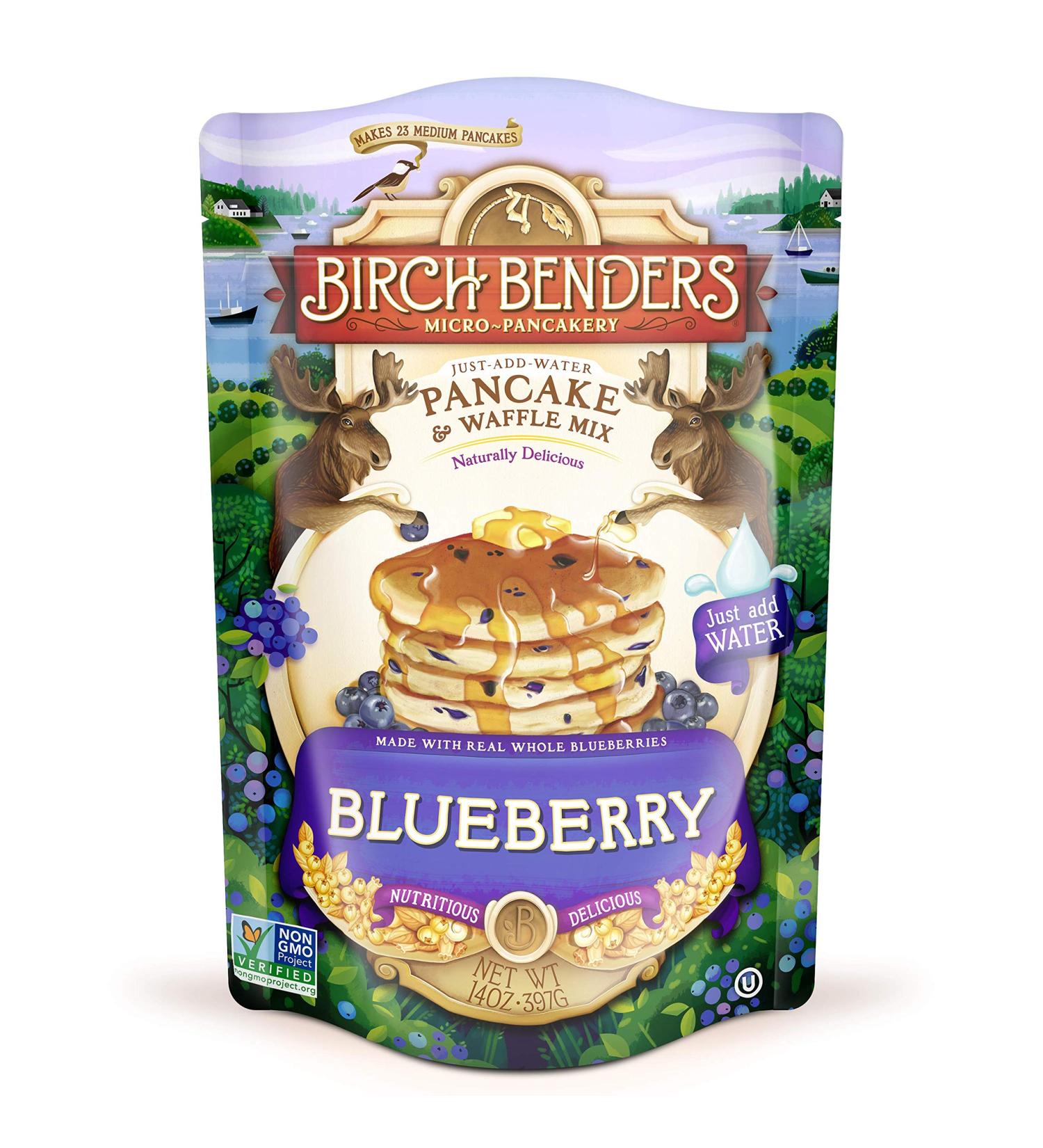 Birch Benders Blueberry Pancake & Waffle Mix - Non-GMO, Dairy Free, Just Add Water, 14 oz - Buy Online on SooperMarket.com