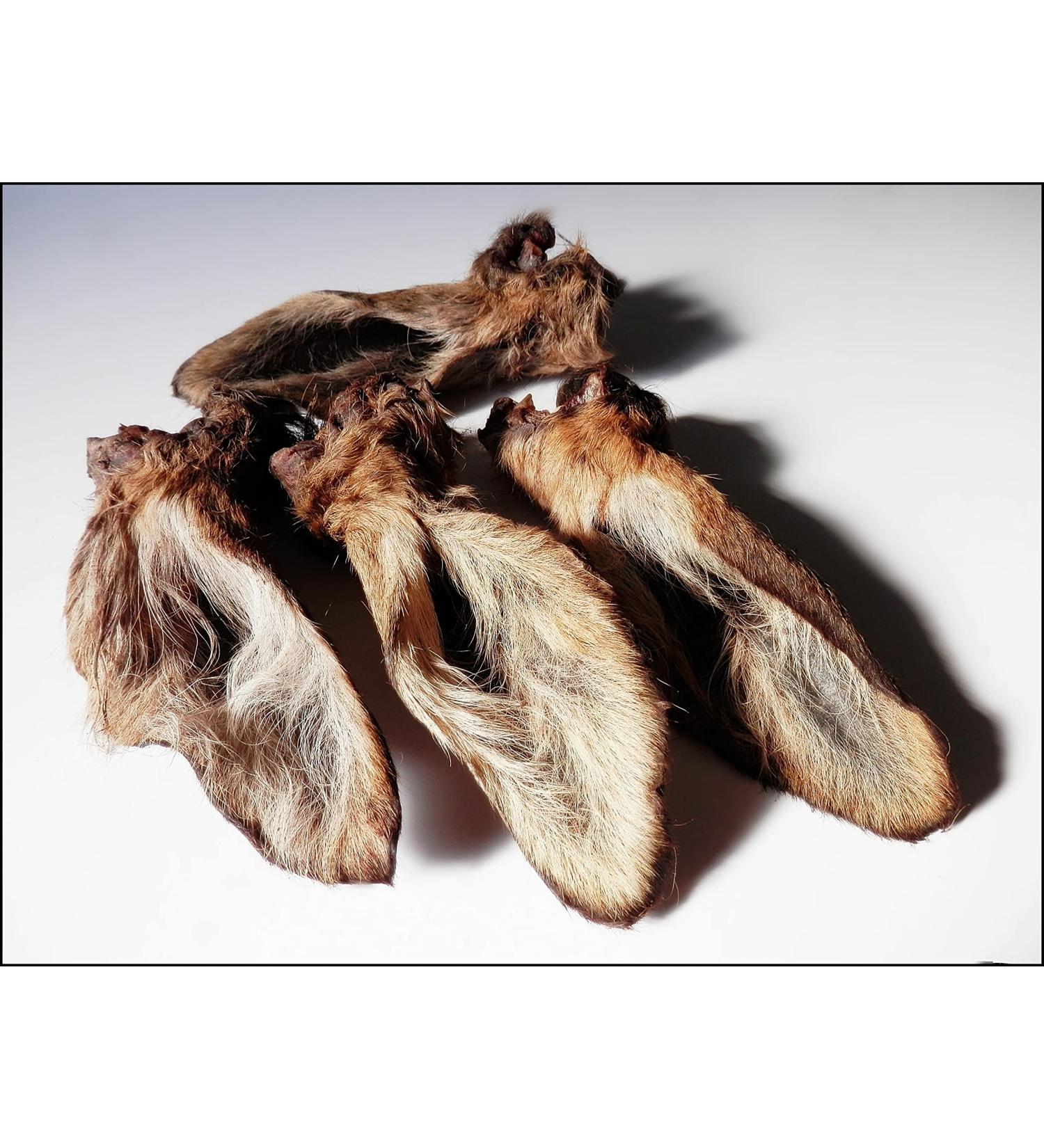 DriedDogTreats 10 ears 100% PURE FURRY DOE ROE-DEER VENISON EARS - treats chews snack NATURAL hypoallergenic - Buy Online on SooperMarket.com