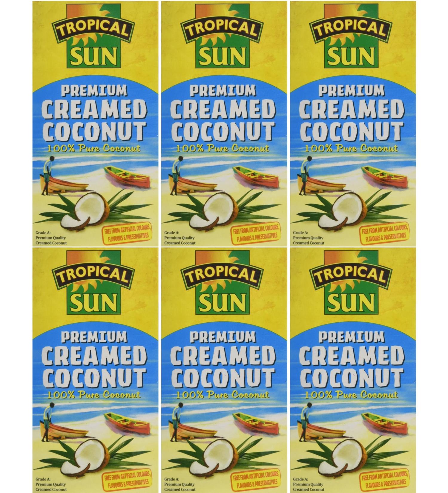 Tropical Sun Creamed Coconut 200g - Pack of 6 | Rich and Creamy Coconut Puree | Authentic Caribbean Flavour | Ideal for Curries Desserts and Smoothies - Buy Online on SooperMarket.com