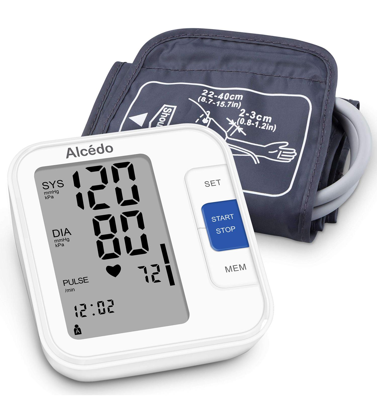 Alcedo Upper Arm Blood Pressure Monitor - Automatic Digital BP Machine with Wide-Range Cuff, LCD Screen, Talking Function, 2x120 Memory - For Home Use - Buy Online on SooperMarket.com