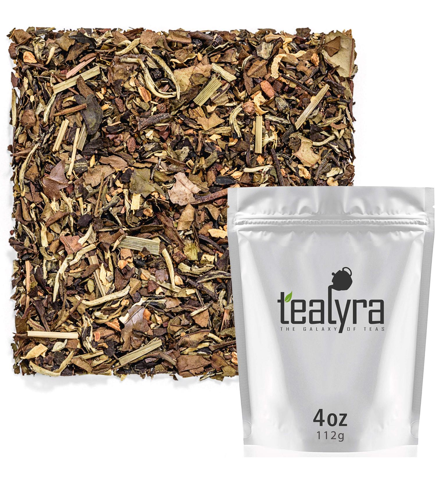 Tealyra White Ayurvedic Chai Tea - Sweet & Spicy Blend with Cinnamon & Ginger - Antioxidant-Rich White Tea - Low Caffeine - 112g (4oz) Pack of 1 - Buy Online on SooperMarket.com