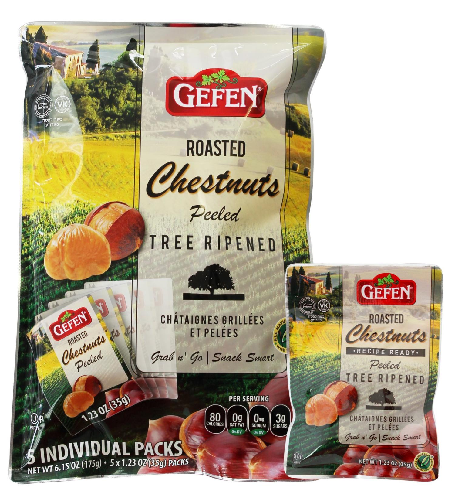 Gefen Organic Whole Roasted Chestnuts 1.23oz Grab n' Go Bags (15 Packs) - Buy Online on SooperMarket.com