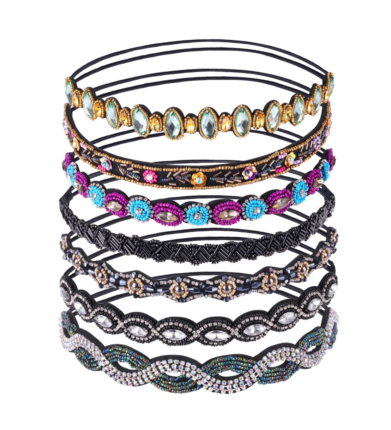 inSowni 7 Pack Handmade Rhinestone Crystal Beaded Headbands for Women and Girls - Buy Online on SooperMarket.com