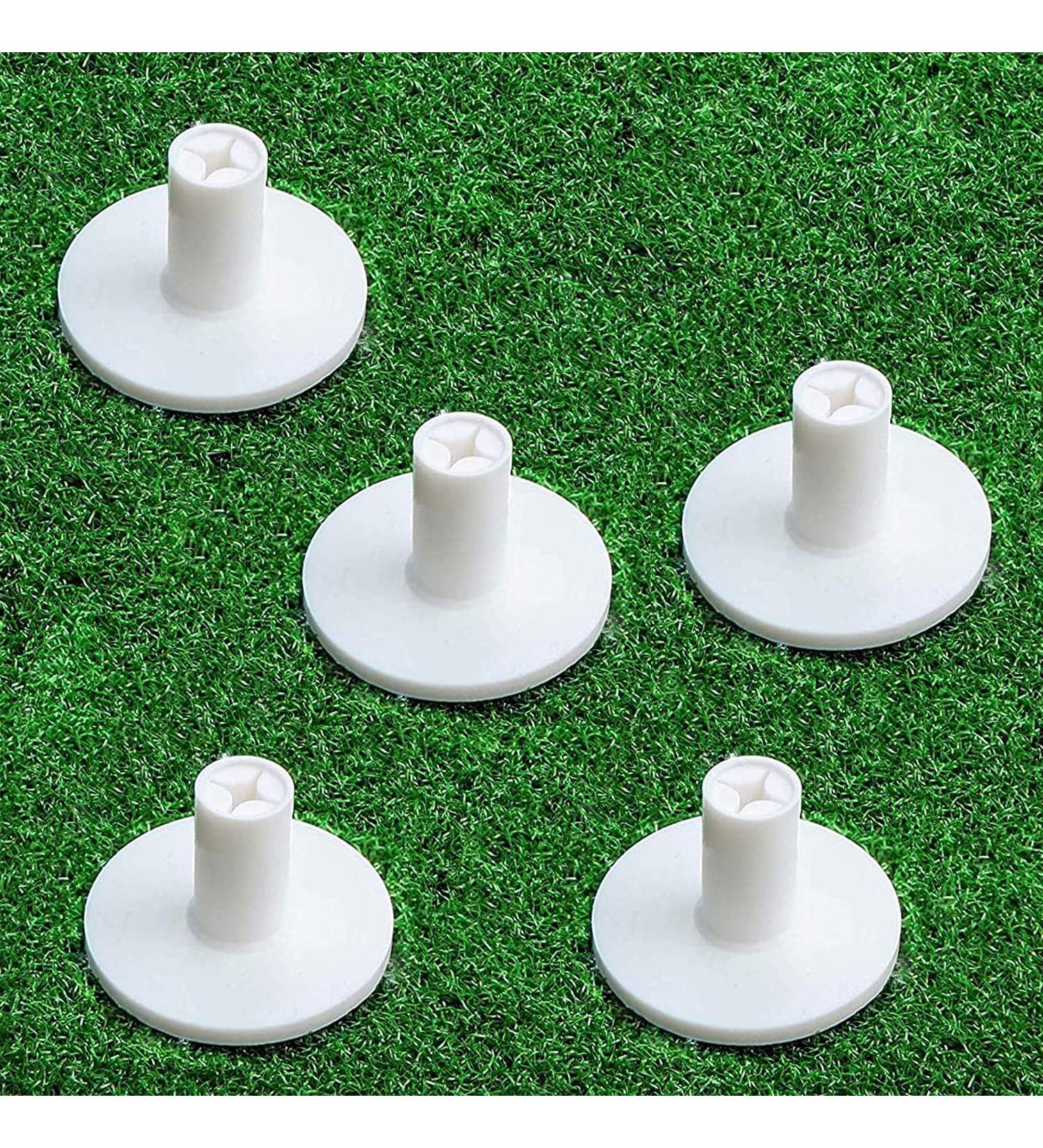 FINGER TEN Golf Rubber Tee Driving Range 5 Pack - Indoor/Outdoor Practice Mat Tee Adaptor Set - White/Black Tee Holder for Hitting Mats, 1.5 Size - Buy Online on SooperMarket.com