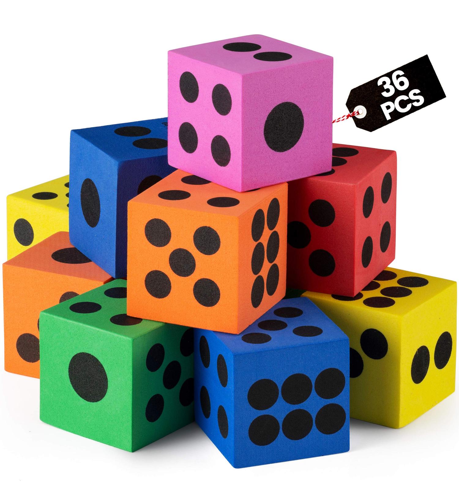 36 Pack 1.5 Inch Colorful Foam Dice Cubes - Ideal for Kids, Classrooms, Math Games, Building Toys & Parties | by Bedwina - Buy Online on SooperMarket.com