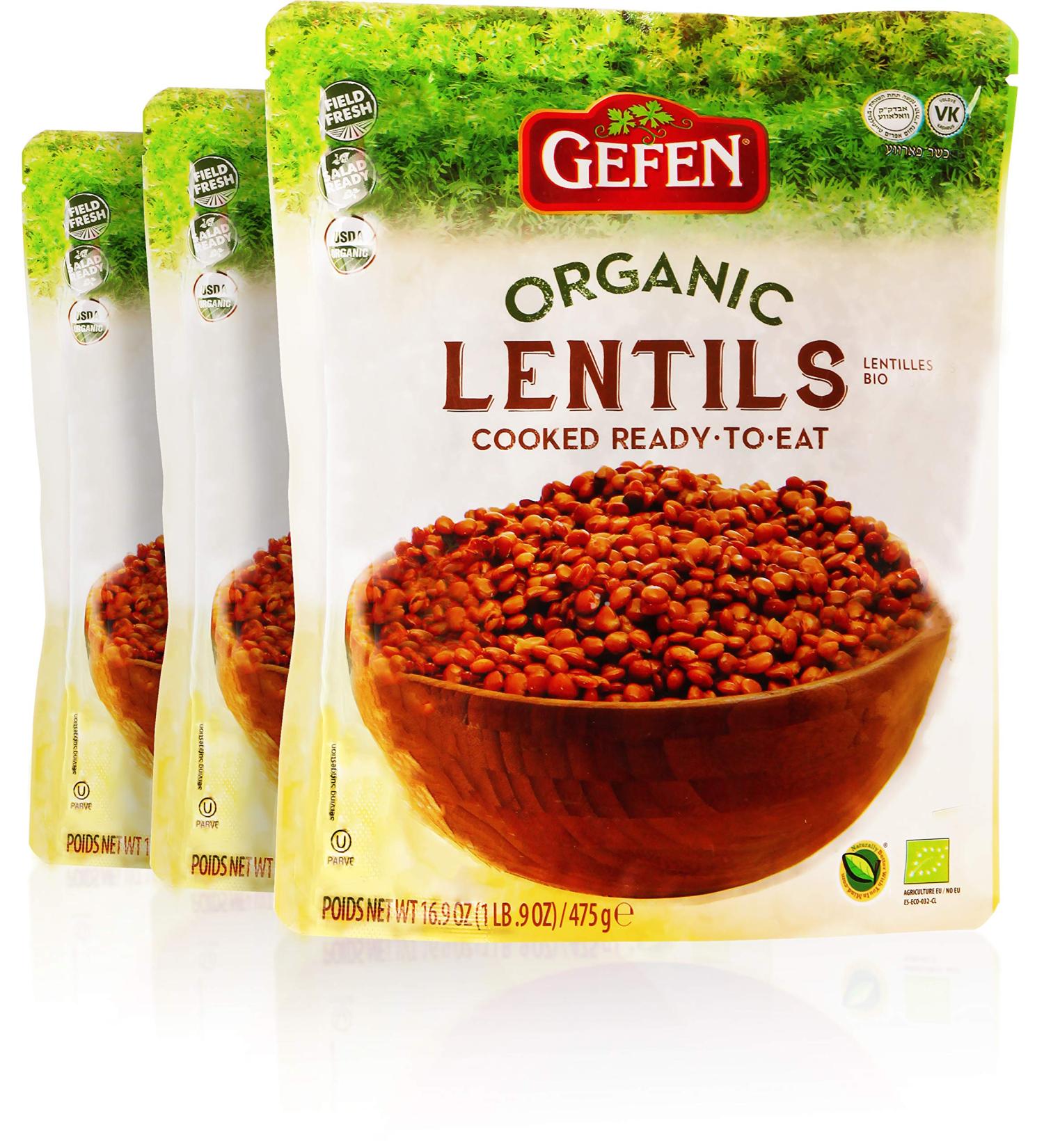 Gefen Organic Cooked Lentils - Ready to Eat - 16.9oz (3 Pack) - Buy Online on SooperMarket.com