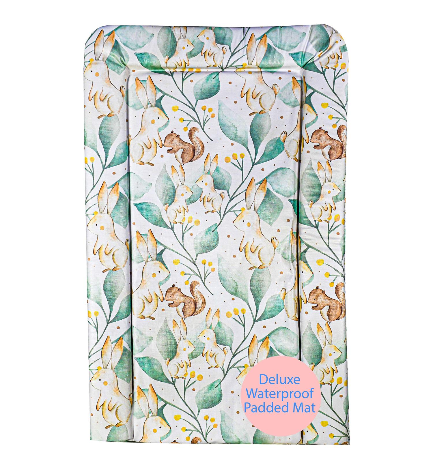 Callowesse Baby Changing Mat 79x47cm. Waterproof Wipe Clean Raised Edges Portable and Foldable Woodland Friends Design - Buy Online on SooperMarket.com