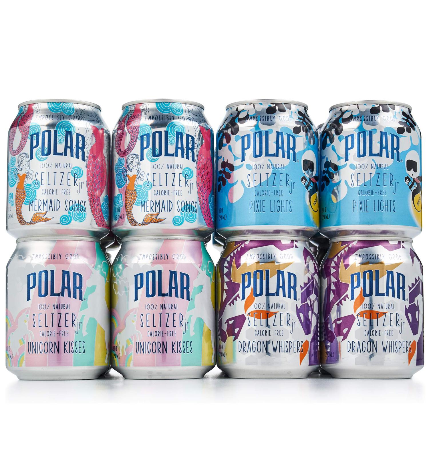POLAR 100% Natural Seltzer Jr 24 ct Variety Pack - Impossibly Good Collection: Unicorn Kisses, Pixie Lights, Mermaid Songs, Dragon Whispers - Buy Online on SooperMarket.com