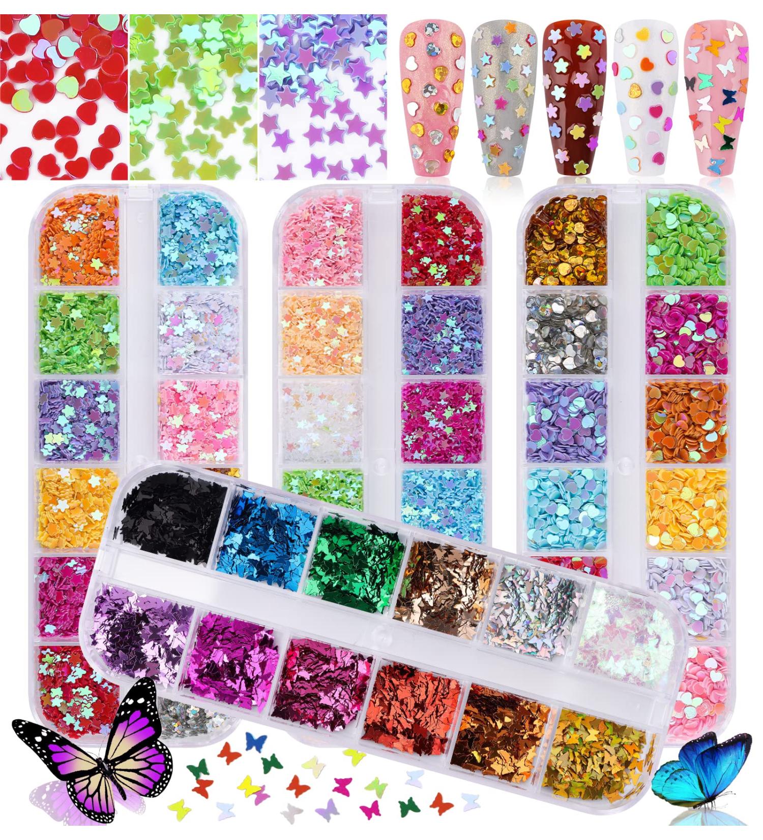 Kalolary 4boxes Holographic Nail Art Glitter Sequins - Valentine's Day Decoration - Buy Online on SooperMarket.com