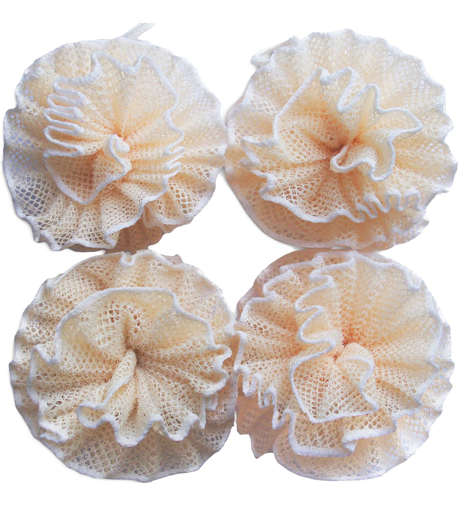 Super Exfoliating Spa Weave Loofah Shower Sponge Pouf - Pack of 4 - Buy Online on SooperMarket.com