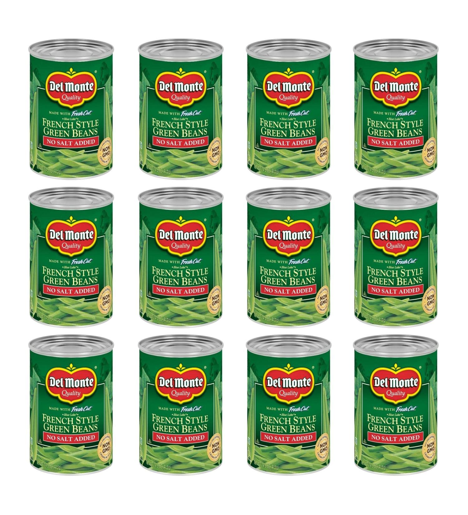 Del Monte Fresh Cut Blue Lake French Style Green Beans - No Salt Added (12 Pack, 14.5 oz Can) - Buy Online on SooperMarket.com