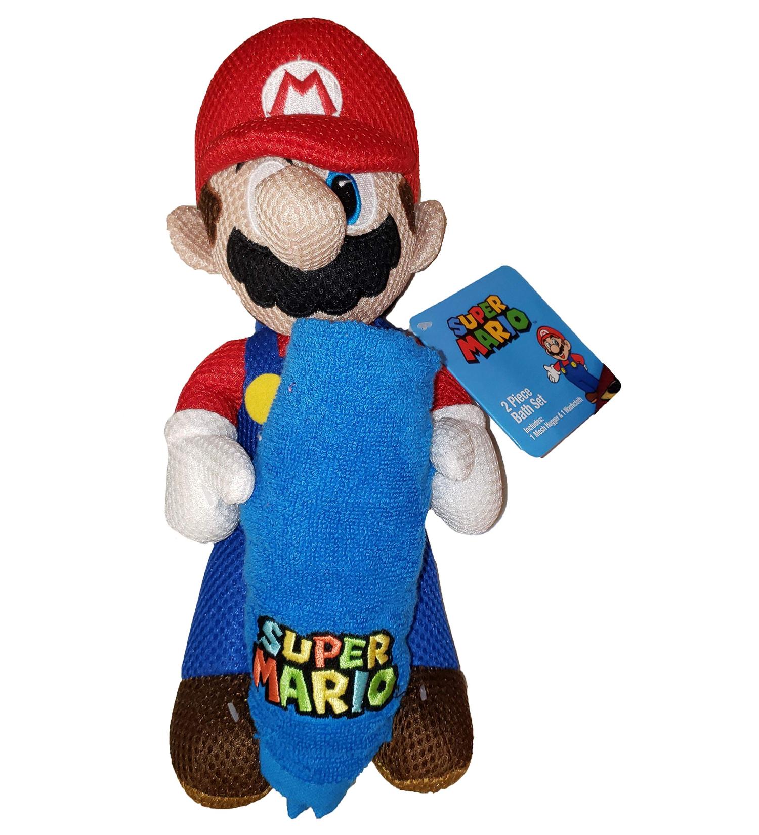 Jay Franco & Sons Super Mario 2 Piece Bath Set Mesh Hugger & Washcloth