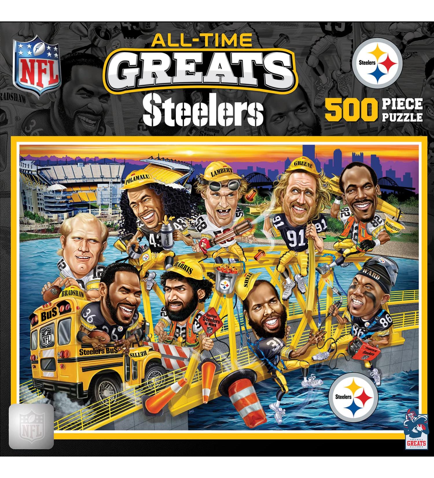NFL Pittsburgh Steelers All-Time Greats 500 Piece Sports Jigsaw Puzzle for Adults - Baby Fanatic MasterPieces - 15x21 - Buy Online on SooperMarket.com