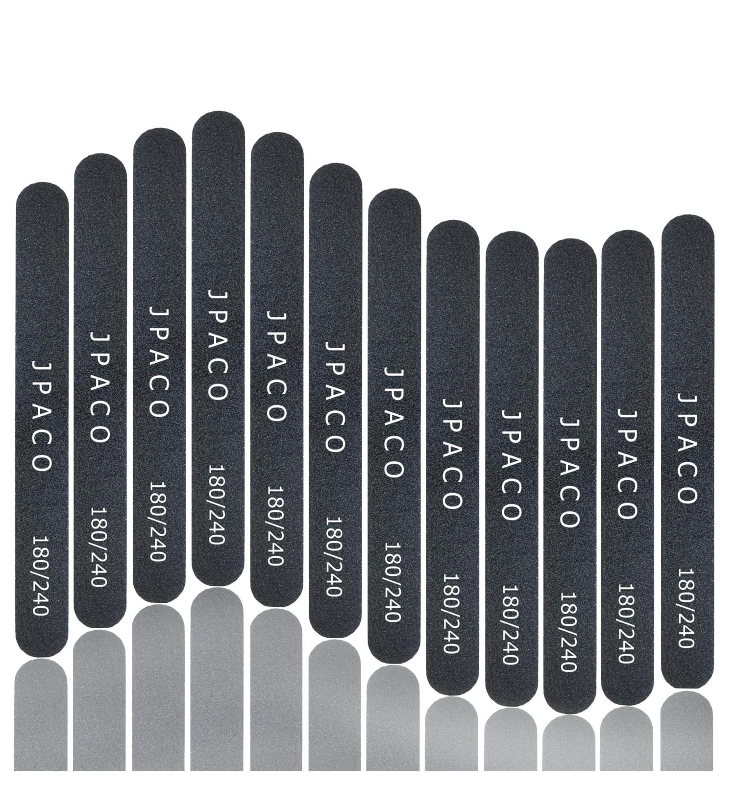 JPACO Nail Files 180 240 Grit Double Sided Emery Board Set - 12 Pack | For Natural, Acrylic, Poly Nail Gel Nails | Washable & Professional Manicure Tools - Buy Online on SooperMarket.com