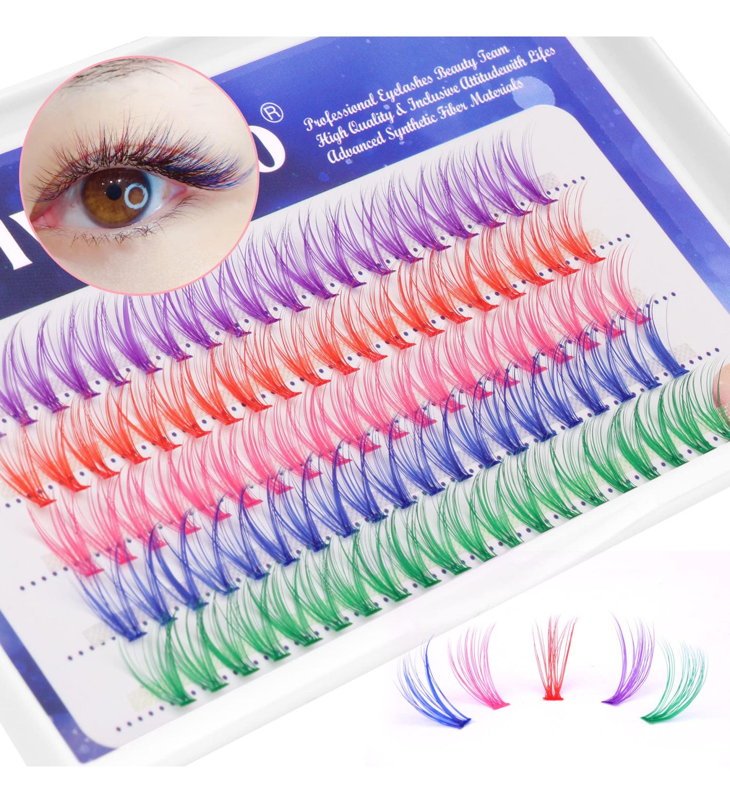 DIY Colorful Lash Clusters - 100pcs D Curl Eyelash Extensions | Wiwoseo - Buy Online on SooperMarket.com