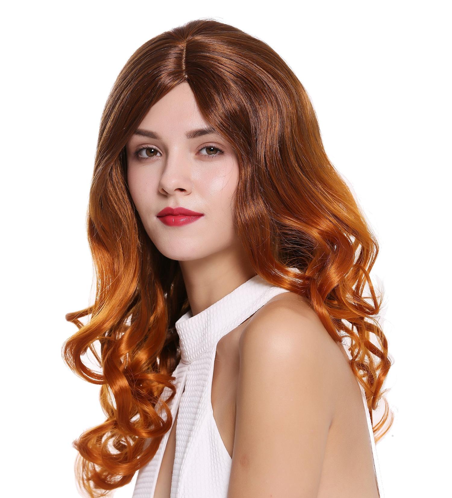 WIG ME UP SA097-6TW8 Long Curly Ombre Brown Red Mix Wig for Ladies - Stylish & Versatile Hairpiece - Buy Online on SooperMarket.com