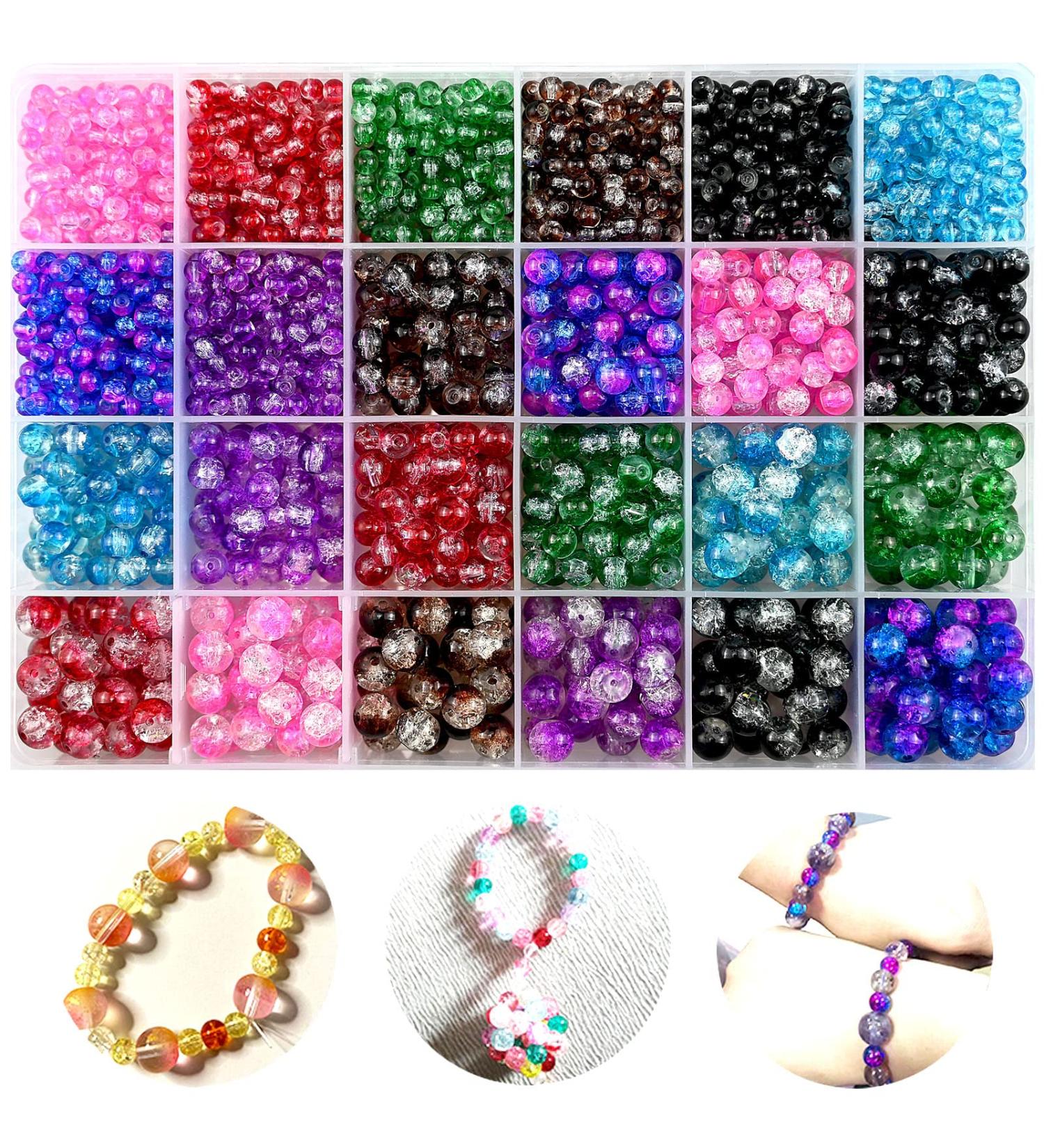 Huisipool 1920pcs 8 Color Glass Beads for Jewelry Making - 4mm 6mm 8mm Round Spacer Loose Beads - Ideal for Bracelet & Necklace Accessories - Buy Online on SooperMarket.com