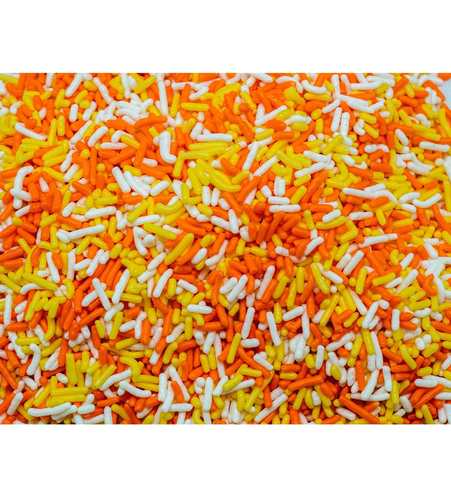Harvest Candy Corn Blend- Orange White Yellow Cake Pop Cookie Cupcake Cakes Semi-Sweet Edible Confetti Decorations Sprinkles Dessert Jimmies Toppers - 1 LB 16 Oz (1 LB) - Buy Online on SooperMarket.com