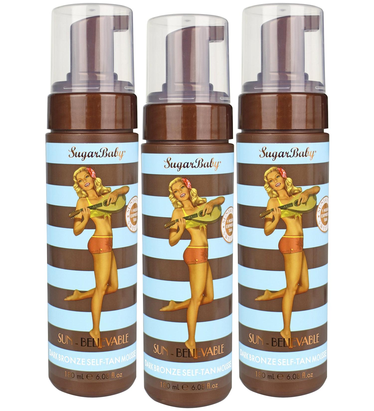 SugarBaby Sun Believable Dark Bronze Self Tanner Mousse 6.08 Fl. Oz (Tri-Pack) - Get a Sun-Kissed Glow - Buy Online on SooperMarket.com