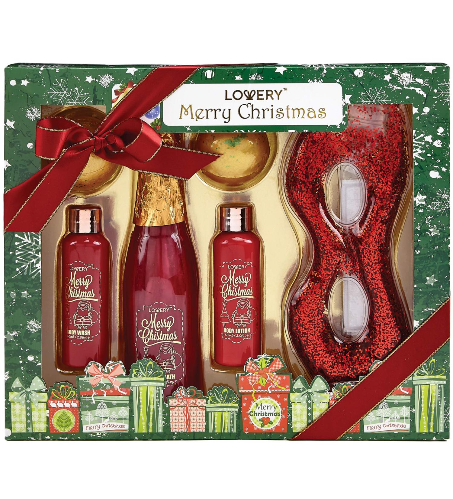 Red Rose Jasmine Home Spa Set: Bath and Body Gift Box for Him | Christmas Gifts | Fragrant Bubble Bath, Gold Bath Bombs, Red Glitter Gel Eye Mask and More - Buy Online on SooperMarket.com