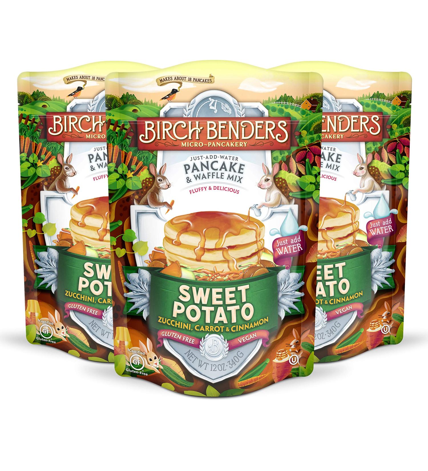 Birch Benders Sweet Potato Pancake & Waffle Mix 3 Pack - 36oz | Just-Add-Water, Gluten-Free & Non-GMO - Buy Online on SooperMarket.com