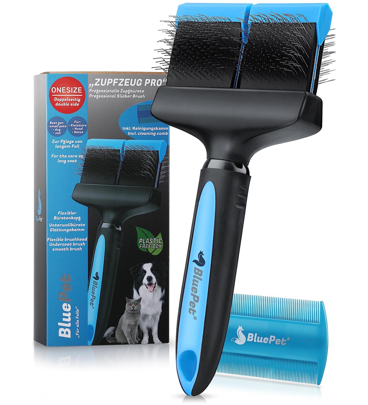 Bluepet Professional Dog Brush for Long Hair | Plucked Brush for Dogs & Cats - Gently Removes Mats Undercut & Knots - Buy Online on SooperMarket.com