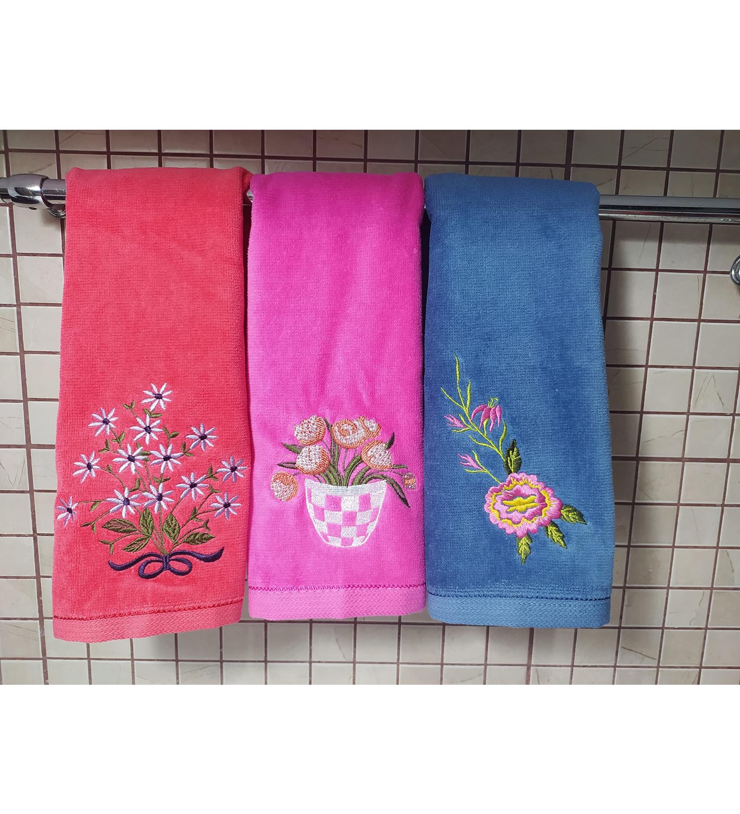 GEORGIABAGS 100% Cotton Velour Fingertip Towel Set (3 Pack) - Super Soft Bamboo & Cotton Hand Towels - Extra-Absorbent Small Finger Tip Towels for Bathroom, Guests & Gifts - Buy Online on SooperMarket.com