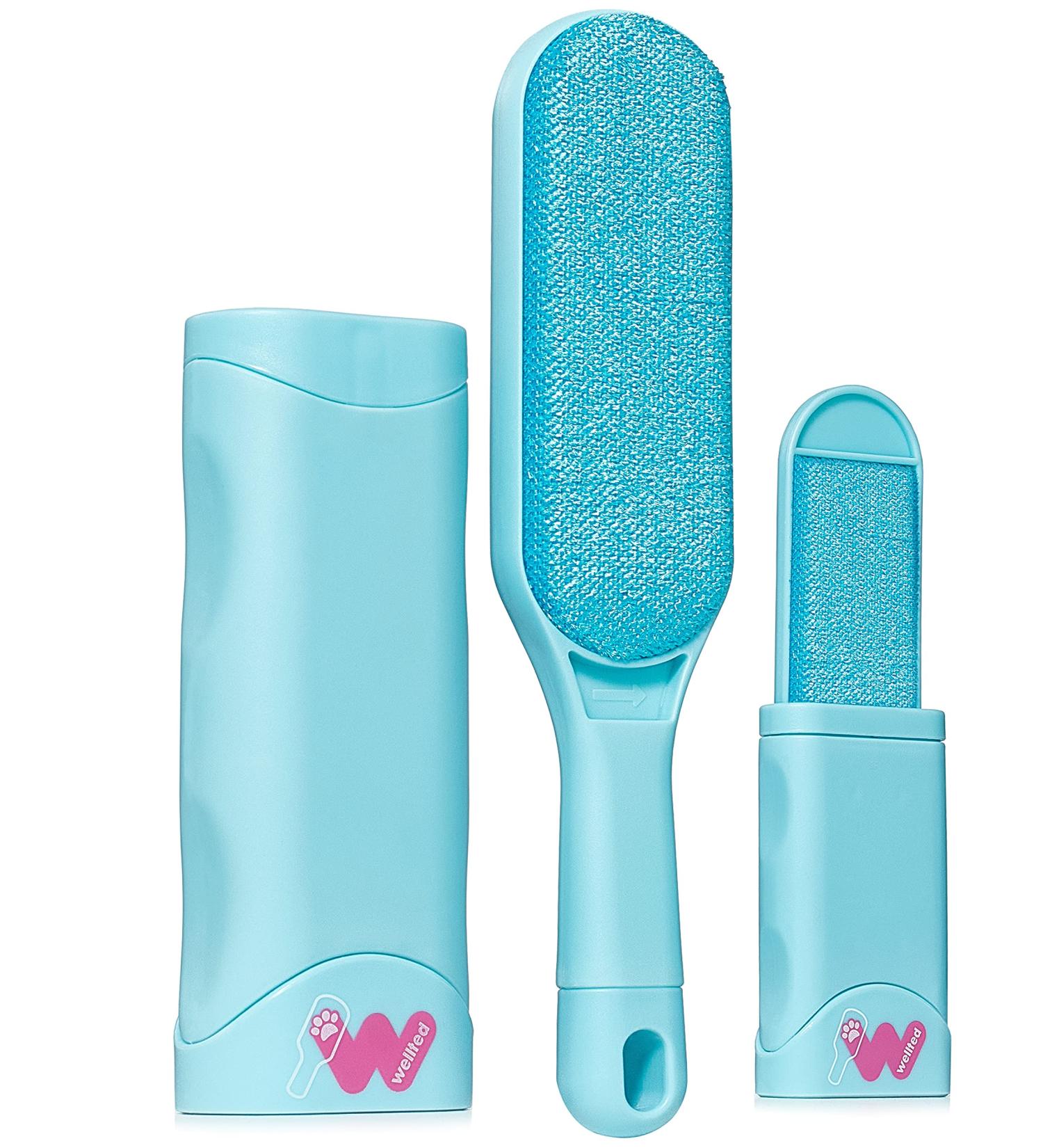 Pet Hair Remover - Double-Sided Brush for Couch Clothing Car & Carpet - Self-Cleaning Base | Effective Dog & Cat Fur Lint Remover (New Blue - Buy Online on SooperMarket.com