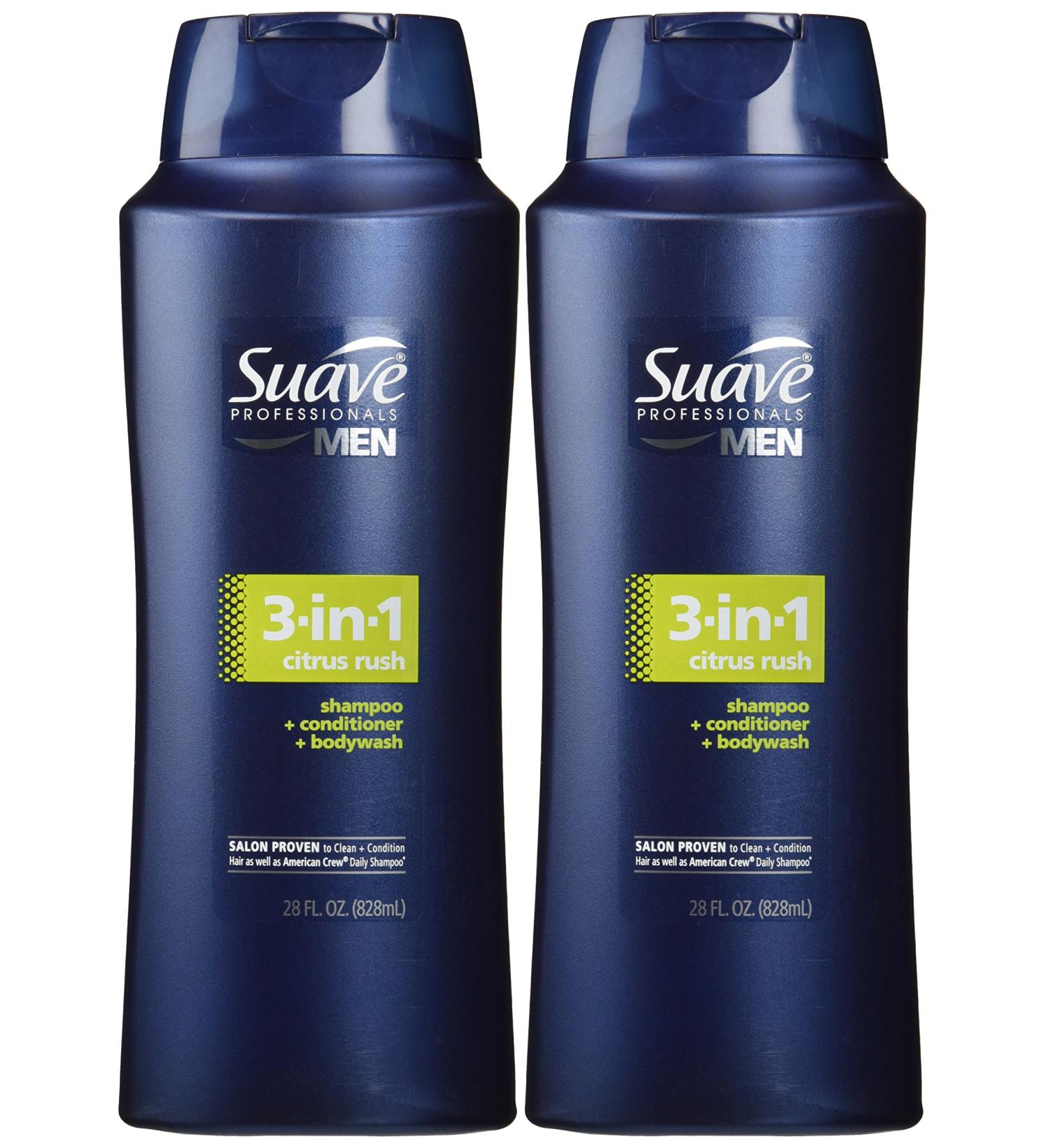 Suave Men 3-in-1 Citrus Rush Shampoo Conditioner Body Wash 28 Fl oz (Pack of 2) - Buy Online on SooperMarket.com